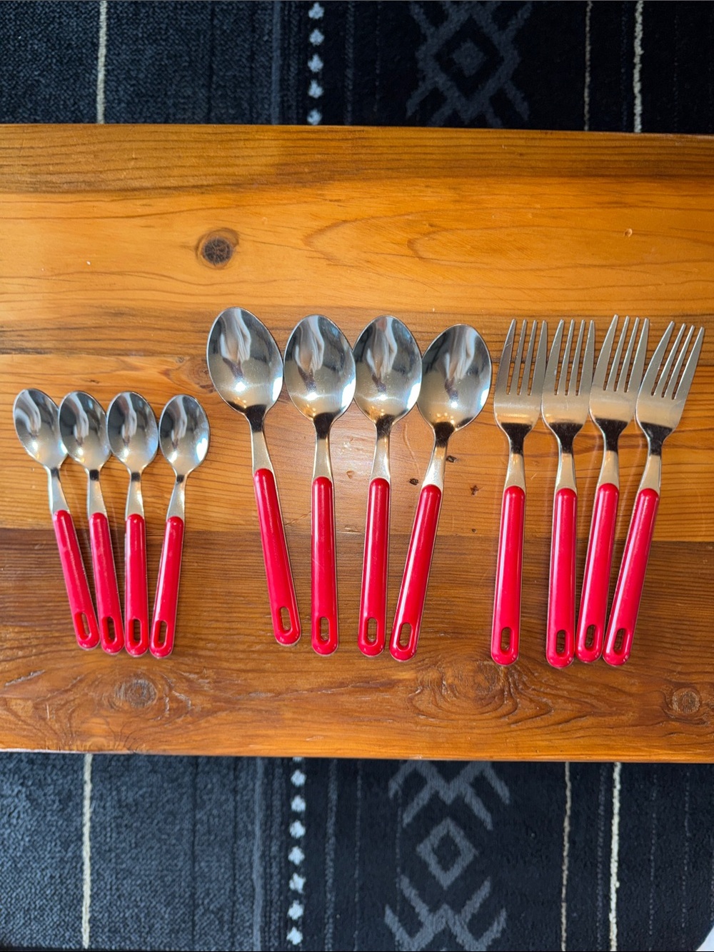 Red Handle Stainless Steel Flatware Set - 12 Piece